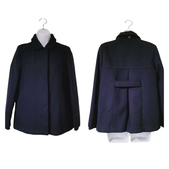 TOP SHOP BLUE cotton blend peacoat women's 4 preppy missing hood - Picture 1 of 12